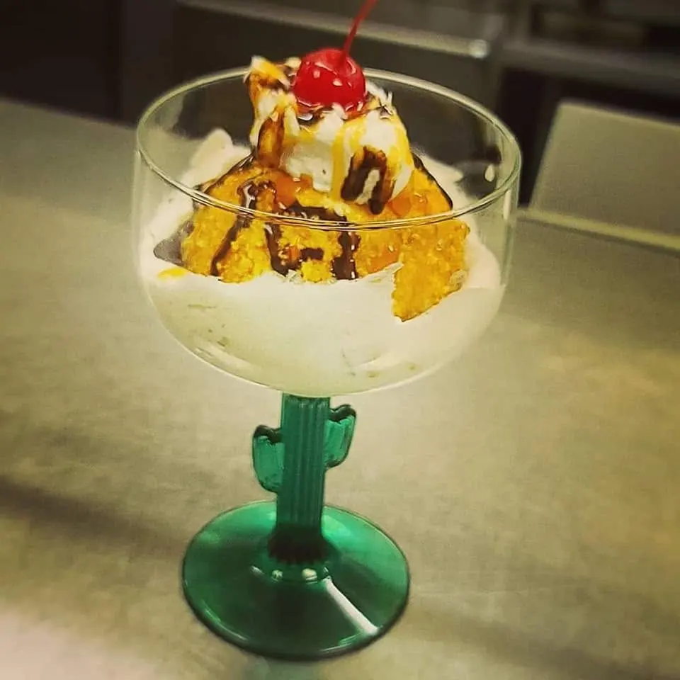 Fried ice cream in a cactus glass
